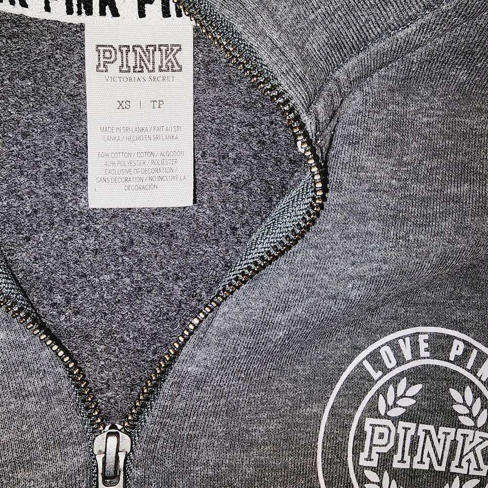 PINK by VS size XS oversize half zip sweatshirt 🩶 - Picture 2 of 2